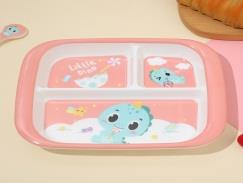 Dinosaur Square Three Compartment Plate