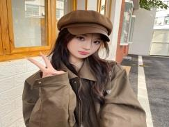 Y letter metal small label leather brim octagonal hat