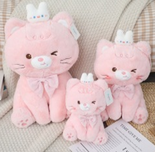 Medium squatting pink cat