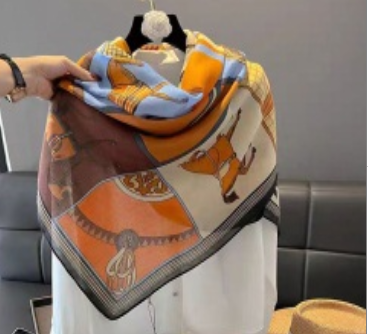 Nine Lattice Stallion Silk Scarf
